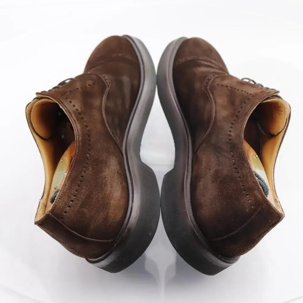Mezlan Mens Solana Oxfords Size 9.5 Brown Suede Dress Shoe Cap Toe Brogue Vibram
